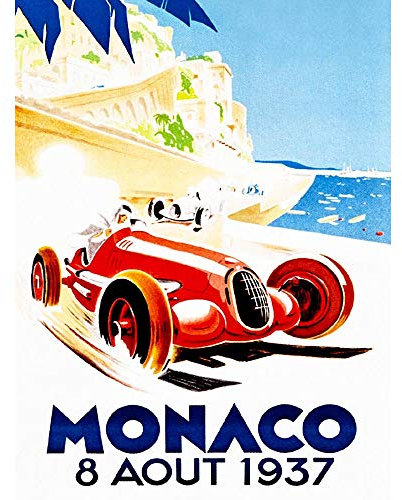 Wee Blue Coo Advert Racing Car Monaco 1937 Grand Prix Art Print Poster Wall Decor Kunstdruck Poster Wand-Dekor-12X16 Zoll