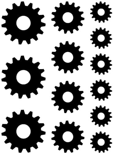 Samunshi® Zahnräder Aufkleber Set 6x3,5cm+4x5cm+3x7cm schwarz