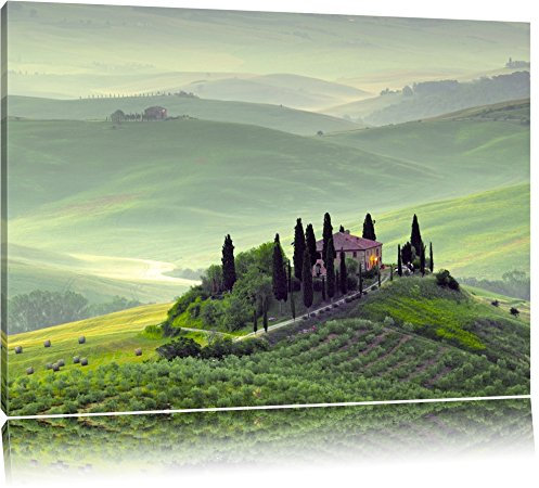 Pixxprint Wunderschöne Toskana Landschaft, Größe: 60x40cm, Leinwandbild, fertig gespannt, Wandbild, Dekoration, Kunstdruck, kein Poster