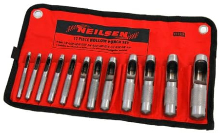 Neilsen CT1539 12pc Hole Punch Set Hollow Punch Set Sizes 1/8in to 3/4in