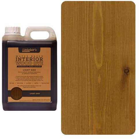 Littlefair‘s, Holzfarbe, umweltfreundlich und auf Wasserbasis - klassisches Sortiment, helle eiche, 5 l