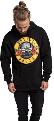 MERCHCODE Men's Guns n' Roses Logo Hooded Sweatshirt, Black, L