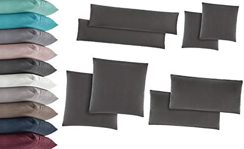 2er Pack Jersey Kissenbezug Kissenhülle Kissenbezüge Seitenschläferkissen 100% Baumwolle viele Größen und Farben 40x145 cm Altrosa