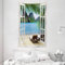 ABAKUHAUS Strand Wandteppich und Tagesdecke, Palmen und Meer Sommer aus Weiches Mikrofaser Stoff Waschbar ohne Verblassen Digitaldruck, 140 x 230 cm, Weiß Grün