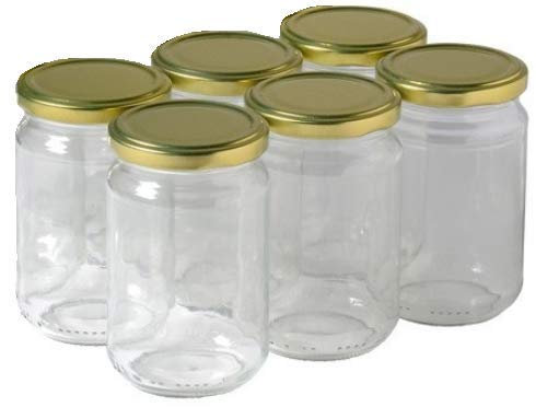 6 Pots Verre 1kg (750 ML) avec Couvercle to 82 Miel Confiture