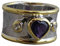 Amethyst und Zirkon Anweisung Mixed Metal Sterling Silber Ring Natürlicher Edelstein - Geburtstagsgeschenk - Weihnachtsgeschenk Handgefertigte Geschenkideen für Frauen (Größe: US Size 9 / Diameter 19)