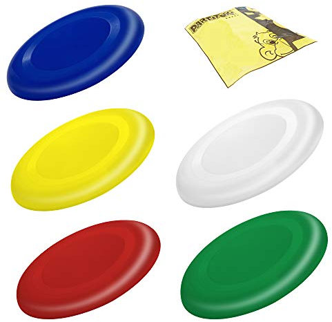 Partituki Packung mit 5 Frisbees für Kinder, Sehr Einfach zu Halten, Viel Sicherer als Standard-Frisbees, Flügelringe, Farben: Blau, Rot, Grün, Gelb und Weiß.