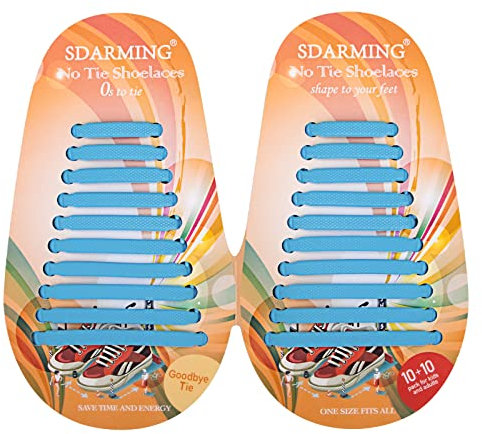 SDARMING No Tie Lacets de Chaussure pour Enfants et Adultes, Lacets Élastiques Sans Nœud en Silicone pour Chaussures de Sport, Lacets Sans Laçage Élastique Impérmeable, Bleu, taille unique
