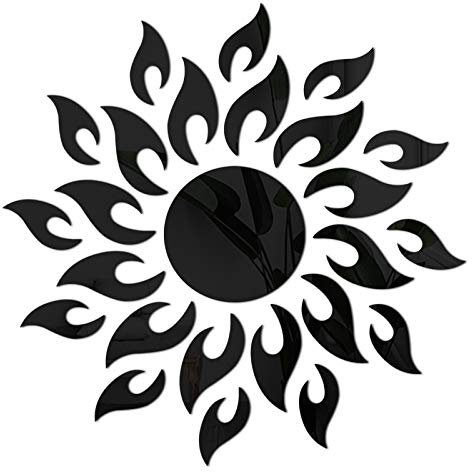 CREATCABIN 3D Sonnenblume Spiegel Wandaufkleber Acryl Spiegel Wandtattoos Selbstklebend DIY Wanddekor Für Wohnzimmer Schlafzimmer TV Hintergrund Dekoration, Schwarz