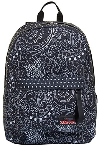 Seven Zaino Ischoolpack, Nero, Zaino Mono Scomparto con Power Bank Integrato e Tasca Porta Tablet, Scuola, Bambini e Ragazzi