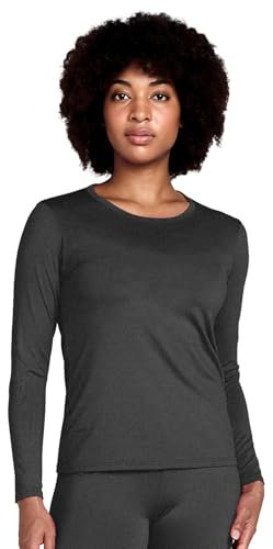 LAPASA Damen Innenfleece Thermo Unterhemd, Thermounterwäsche Oberteil Funktionsunterwäsche, L39 Dunkelgrau meliert, 200 Wärmer, XL
