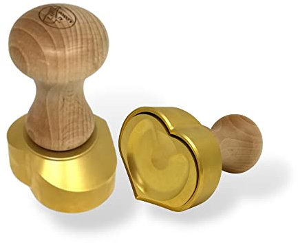 La Gondola Homemade Ravioli Stamp - Heart Shape 65mm | Italian Pasta Making Tool for Home and Business | Brass & Natural Wood | Easy to Use Ravioli Stamp | Tortellini & Ravioli Cutter Made in Italy