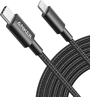 Anker USB C to Lightning Cable New Nylon (10ft, MFi Certified) for iPhone 14/14 Pro/13/13 Pro/12 Pro Max /12/11 /X/XS/XR/ 8 Plus/AirPods Pro, Supports Power Delivery (10ft, Black)