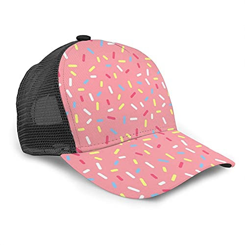 Oaieltj Unisex Baseball Cap Damen Herren Klassische Baseball Cap Verstellbare Snapback Mesh Trucker Hut Sonnenhut, Donut Pink, One size