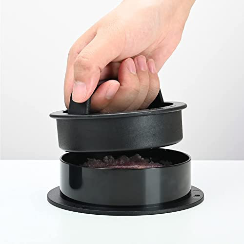 Antihaft-Burger-Maker, Verschiedene Patty-Formen, einfach zu bedienen, mit 100 Blatt Wachspapier, kann gefüllte Burger Machen, Rindfleisch-Burger, Burger-Maker, leicht zu reinigen (schwarz)
