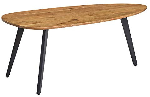 KADIMA DESIGN Couchtisch Akazie, Massivholz, Moderne Nierenform, stabile Metallbeine
