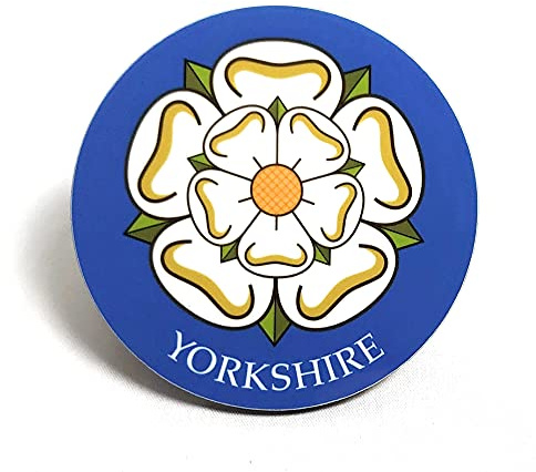 Yorkshire County Rose Flag Round Coaster - Unique Birthday Gift for Him/her - Made in UK.