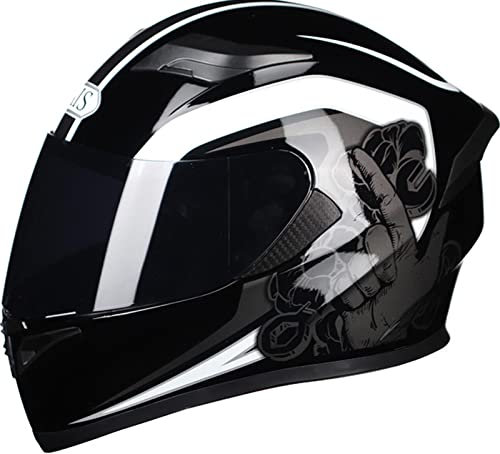 Motorradhelm Mit Doppel-Sonnenvisier-Vollhelm ECE Zertifiziert Klapphelm Integrierter Anti-Fog-Doppelspiegel Helm Für Erwachsene Männer Und Frauen 12,M