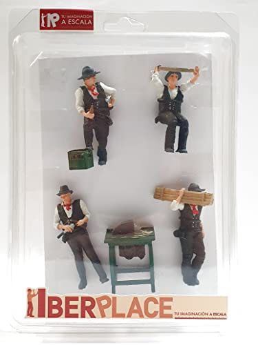 Iberplace 40017 – Figurenset Spur G 1:22,5 | Bauarbeiter für Gartenbahn Modellbau Dioramen