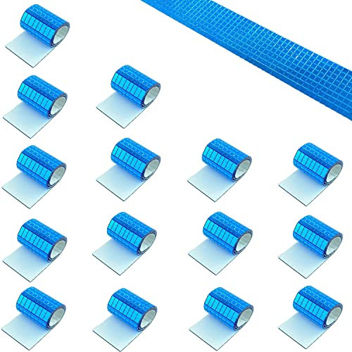 7200Pcs Mirrors Mosaic Tiles Disco Ball Mirror Tiles Self-Adhesive Real Square Glass Mirror DIY Tiles for Craft DIY,Silver Rose Gold,15 Sheets (Blue)