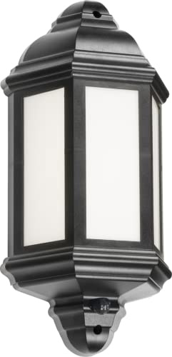 230V IP54 LED Half Wall Lantern with Photocell Sensor - Black