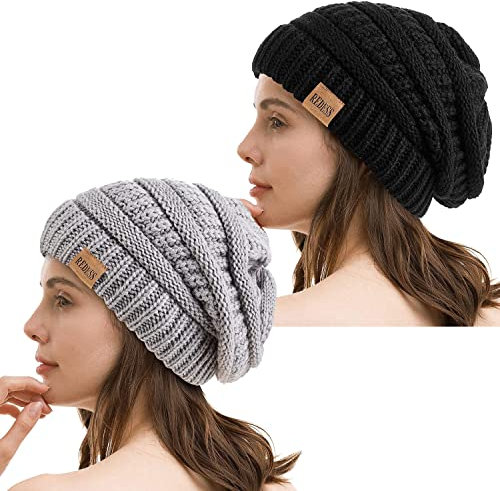 REDESS Slouchy Beanie Mütze für Herren und Damen Winter Warm Chunky Soft Oversized Zopfstrickmütze