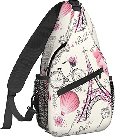 NiuKom Schultertasche für Damen, Umhängetasche, lässiger Tagesrucksack, Rucksack, Herren, Brusttasche, Fitnessstudio, Radfahren, Reisen, Wandern, Paris Eiffelturm, Einheitsgröße, Sling-Rucksäcke