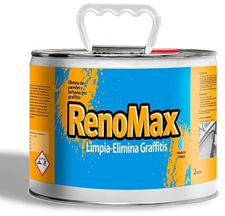 Renomax - Limpiador Graffiti | Eliminador de Graffitis, Pinturas y Suciedad | Fácil de Aplicar, Efecto Rápido, Eficaz | Potente y Seguro para Fachadas y Suelos | 2L