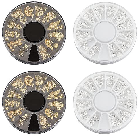 OLYCRAFT 4 Boxen Harzfüller Für Meerestiere Thema Sommer Goldsplitter Legierung Cabochons Ozeanthema Nagelkunstdekorationen Harzzubehör Zubehör Für Die Schmuckherstellung Nagelkunstdekoration