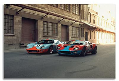 Retro Racing Poster Ford Gt40 Supercar Wandbilder Leinwand Dekorative Malerei Wandposter und Kunstbild Druck Moderne Familie Schlafzimmer Dekor 30 x 45 cm