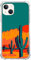 Vintage Wild West Cactus Phone Case for iPhone 13, Orange Red Desert Plant Montain Sunset Cover for Women Men Girls Boys, Trendy Design TPU Bumper Case for iPhone 13