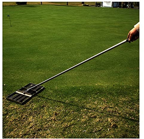 Rasen-Nivellierrechen, Rasen-Nivellierrechen, Yard-Werkzeuge, Nivellierer, Leichter Hinterhof-Rasen-Nivellierer, Flacher Sand-Gras-Zerkleinerer aus Edelstahl für die Garten- und Hofbearbeitung, Golf