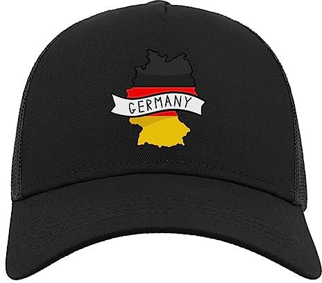 Germany Country Map Flag Halbmaschige Trucker-Cap-Baseballmütze aus Baumwolle Schwarz