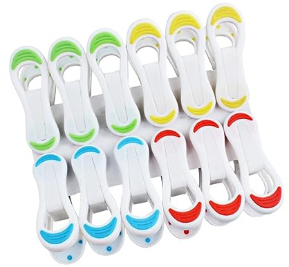 ABOOFAN Windproof Laundry Clips 12 Pack Plastic Clothespins Anti-Slip for Socks Blankets Diapers