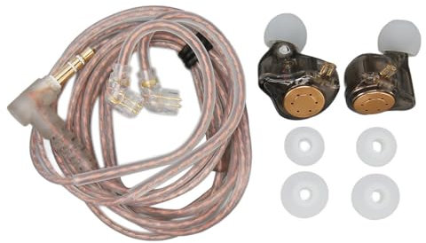 Auriculares con Cable, Controlador Dinámico de 10 Mm Diseño Ergonómico KZ EDX Pro Auriculares HiFi Graves Profundos OFC Core Profesional para Viajes para Rendimiento (Negro