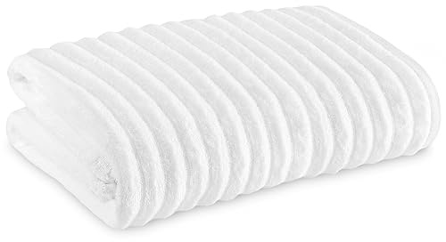 Towelogy Bamboo Extra Large Bath Towels (90x140cm, 1 Pack) - Highly Absorbent & Fast Drying Bath Sheets OEKO-TEX CERTIFIED (White, 1)
