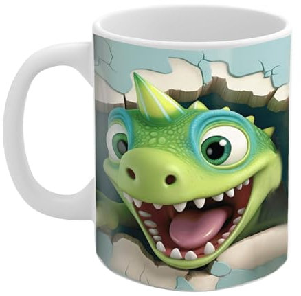 Tazas Dino Carine - Tazas de dinosaurio 3D de 350 ml Tazas de té con dinosaurios, regalos para amantes de los dinosaurios, tazas de café con animales lindos y exquisitos decorativos