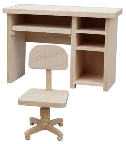 ibasenice 1 Satz Puppenhaus Computertisch Miniatur-Puppenhauszubehör Mini-Tischfigur Tischdekoration Spielzeuge Mini- -Requisite dekorativer Puppentisch Schreibtisch Stuhl Lieferungen