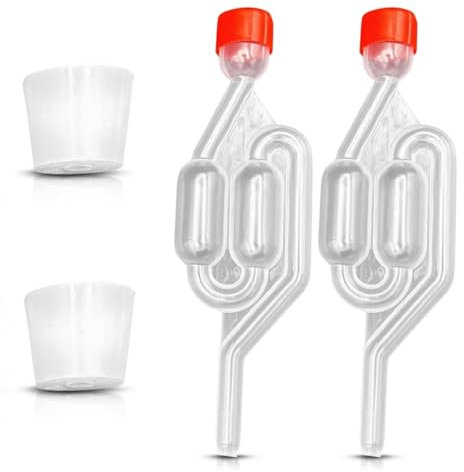2 Set Fermentation Airlocks and Bung Set Plastic Bubbler Air Lock for Home Brewing Essential Equipment for Wine Making and Cider Making