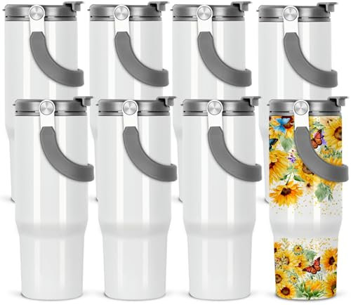 Tswofia 30 Oz Sublimation Tumblers, 4 Pack, Stainless Steel, Insulated, Leakproof, 2-in-1 Lid with Straw, Customizable with Heat Press or Oven