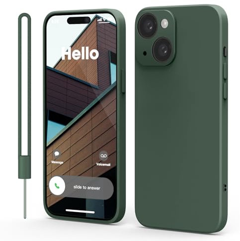 Andwing für iPhone 15 Hülle [Rot] – Premium Silikon-Hülle mit Rundumschutz, Kratzfester Mikrofaser-Innenfutter & Kameralensenschutz-Grün