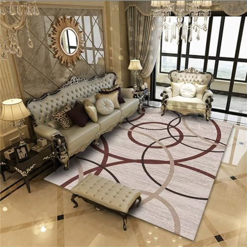 RUGMRZ Wohnzimmers Teppichs Flickenteppich Waschbar Grau Rund Geometrisch Dekorativ Schlafzimmer Teppich Modern Style Verschleißfest Area Rug 160X230CM