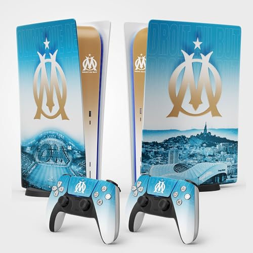 Sticker PS 5 Foot, Autocollant pour PS 5 Foot, Console et Manette, Edition Standard Digitale, Skin Marseille PS 5 (2 Manettes)