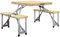 Outsunny Mesa de Camping Plegable 86x72,5x67 cm Mesa de Playa con Asientos Orificio para Sombrilla y Marco de Aluminio para Patio Jardín Terraza Natural