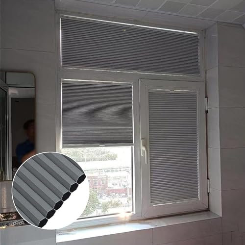 JYkjWeYF Plissee nach maß,Schalosien Fenster innen,Faltrollos für Fenster,Blickdicht Sichtschutz und Sonnenschutz,für Familie Büro Schlafzimmer Badezimmer Wohnzimmer,Breite×Höhe (35x140cm)