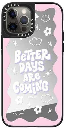 CASETiFY Spiegel iPhone 12 Pro Hülle [Reflektierend/1,5m Fallschutz/Kompatibel mit Magsafe] - Better Days are Coming - Silber auf Schwarz