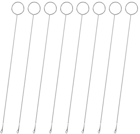 Qianyu 8pcs Stainless Steel Crochet Hooks with Latch - Loop Turner, Needle Hooks, Tongue Crochet Tools for Fabric, Belts, Tube Strips, DIY Accessories
