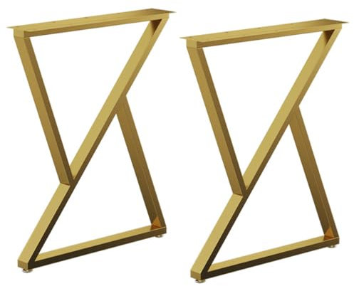 LRYELWA 2 Stück Tischbeine für Couchtisch Sitzbank,Möbelfüße Metall Tischgestell Tischkufen Vierkantrohr Tischuntergestell Möbelbeine für Esstisch,Schreibtisch,mit Schrauben (45cm x 80cm,Gold)