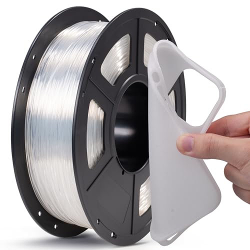 ANYCUBIC TPU Filament 1,75 mm, 95A TPU 3D Drucker Filament, Flexibel und weich, unterstützt Hohe Geschwindigkeit, Intelligente Identifikation, Maßgenauigkeit +/- 0,03, 1KG Transparent