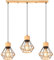 3 Luces Lampara Colgante E27 Vintage Industrial Lámpara de Techo Colgante Negro Metal con Cuerda de Cáñamo Retro Iluminación Para Cocina Comedor Sala de estar (Modelo B,barra,madera)
